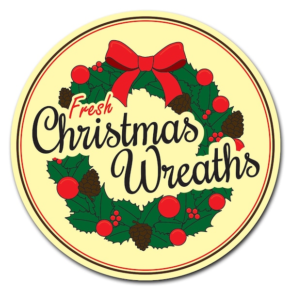 Christmas Wreaths Circle Corrugated Plastic Sign